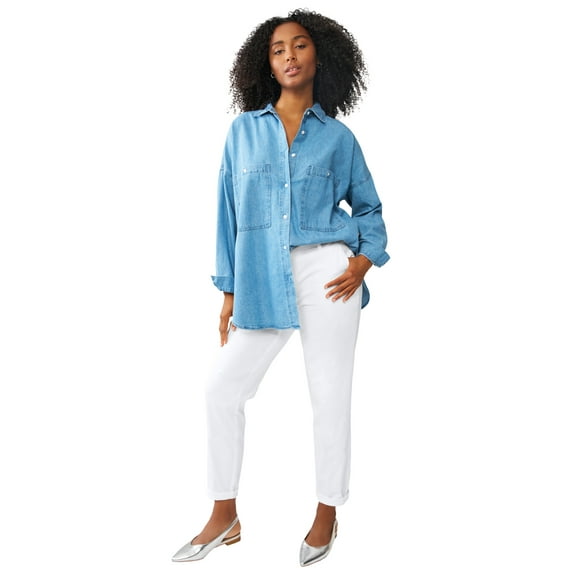 Ellos Comfortable Women's Plus Size Modern Stretch Chino Pants Slim Fit Work & Casual