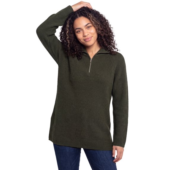 Ellos Plus Size 1/4 Zip Sweater Tunic With Side Slits