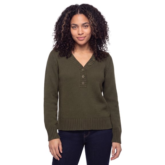 Ellos Plus Size Button Y-Neck Sweater