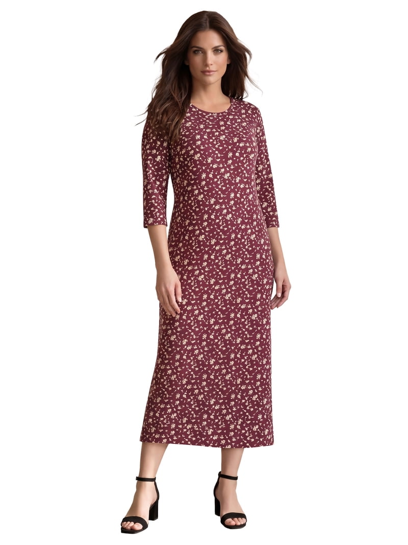 3 4 sleeve jersey maxi dress Ellos Plus Size Cotton Spandex Three-Quarter Scoopneck graphic tee