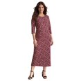 thumbnail image 1 of Ellos Plus Size Cotton Spandex Jersey Three-Quarter Sleeve Scoopneck Maxi Dress, 1 of 5
