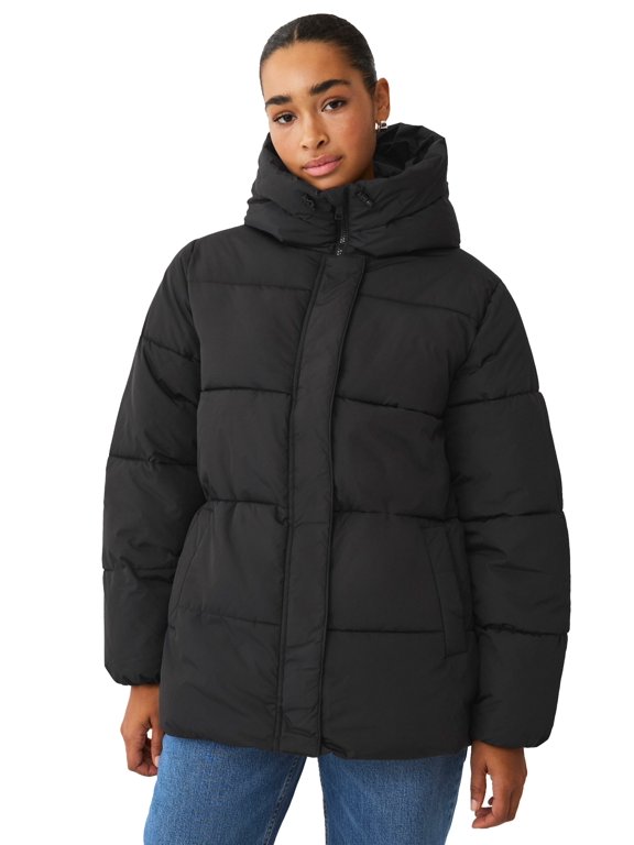 Plus Size Hooded Drawstring Puffer