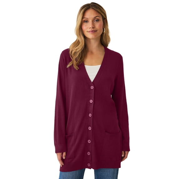 Ellos Plus Size Long Button Front Cardigan
