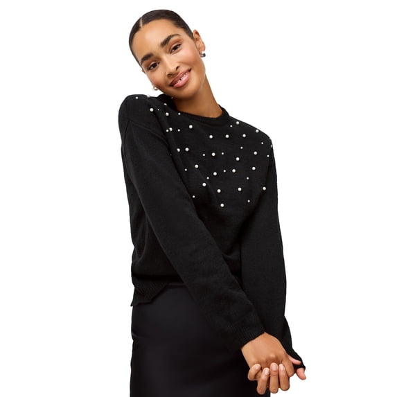 Ellos Plus Size Pearl Embellished Pullover