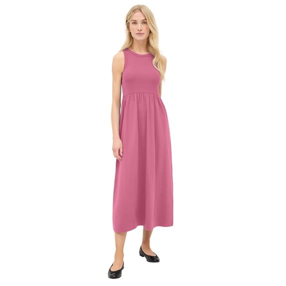 Ellos Plus Size Ribbed Bodice Knit Empire Midi Dress