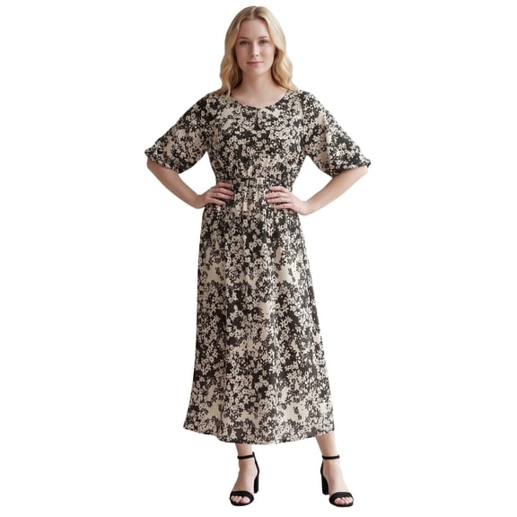 Ellos Plus Size Satin Keyhole Empire Midi Dress