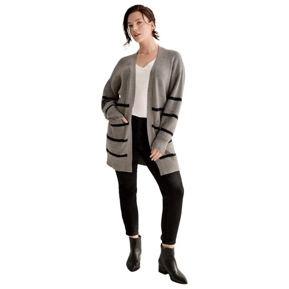 Ellos Plus Size Shaker Stitch Cardigan
