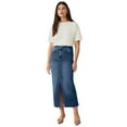 thumbnail image 1 of Ellos Plus Size Strecth Denim Mid-Rise Maxi Skirt, 1 of 3