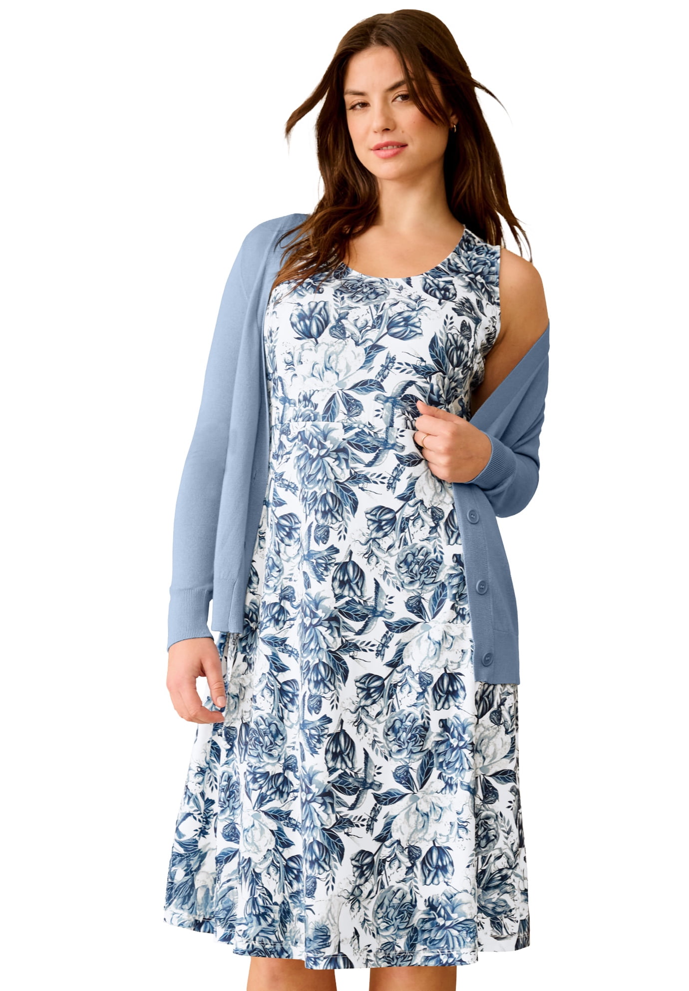 ellos Women's Plus Size Knit Fit And Flare Knit Dress - Walmart.com