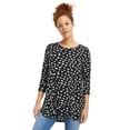 thumbnail image 1 of Ellos Plus Size Stretch Knit Scoop Neck 3/4 Sleeve Curved Hem Tunic, 1 of 3