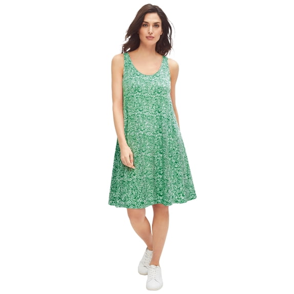 Ellos Plus Size Stretch Jersey Knit A-Line Crossover Back Tank Short Dress