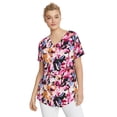 thumbnail image 1 of Ellos Plus Size Stretch Jersey Knit V-Neck Inverted Pleat Short Sleeve Tunic, 1 of 4