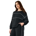 thumbnail image 1 of Ellos Plus Size Studio Piped Boxy Fleece Sweatshirt, 1 of 2