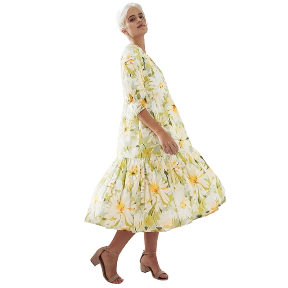 Ellos Plus Size Tiered Cotton Midi Dress