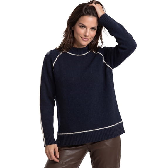 Ellos Plus Size Tipped Mock Neck Pullover