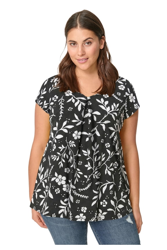 Plus Size Twisted V-Neck Tee
