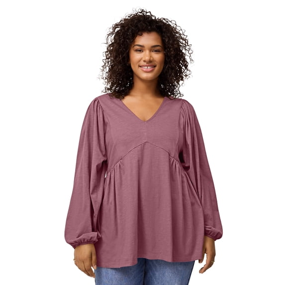 Ellos Plus Size V-Neck Tunic With Diagonal Empire Seam