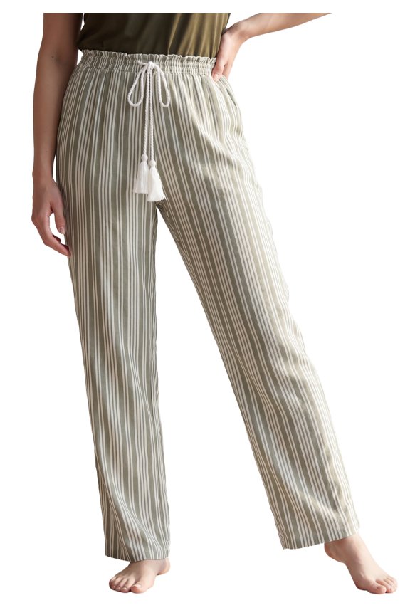 Plus Size Wide-Leg Sleep Pant With Tassel Drawstring