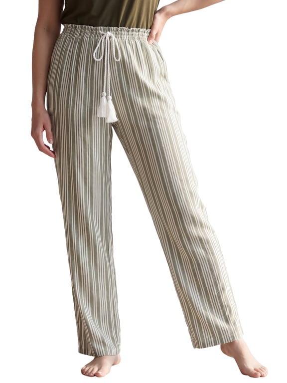 Plus Size Wide-Leg Sleep Pant With Tassel Drawstring