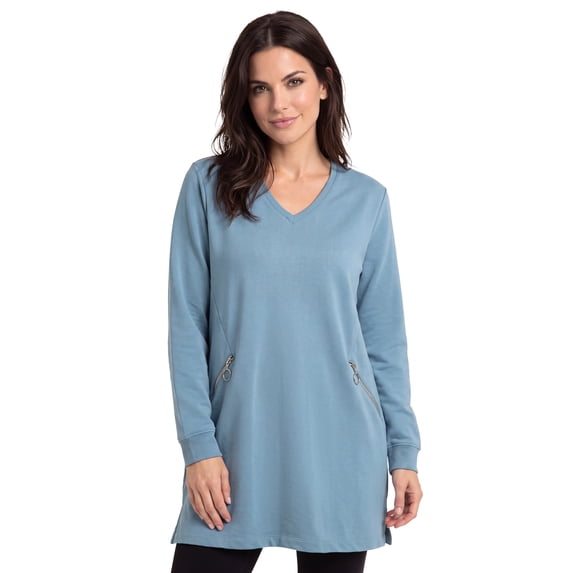 Ellos Plus Size Zip Pocket French Terry Sweatshirt Tunic