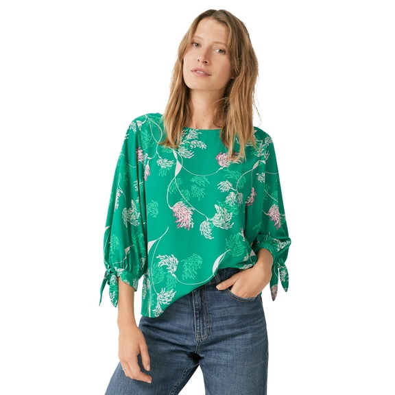 Ellos Women's 3/4 Tie-Sleeve Blouse Shirt