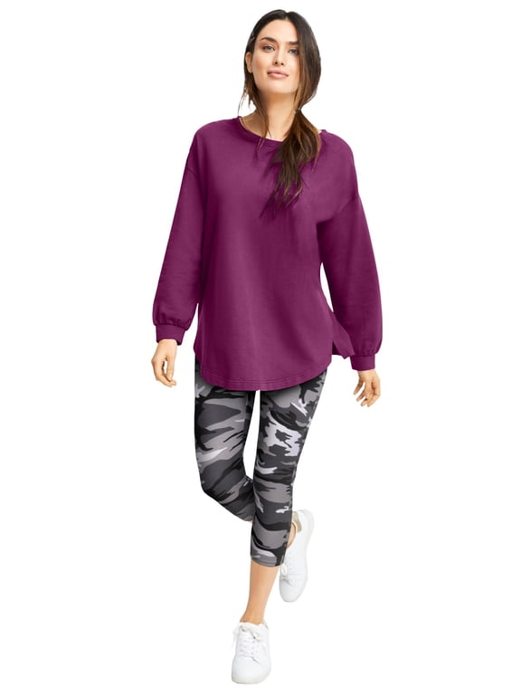 Women's Blouson Sleeve Sweatshirt Tunic Sweatshirt