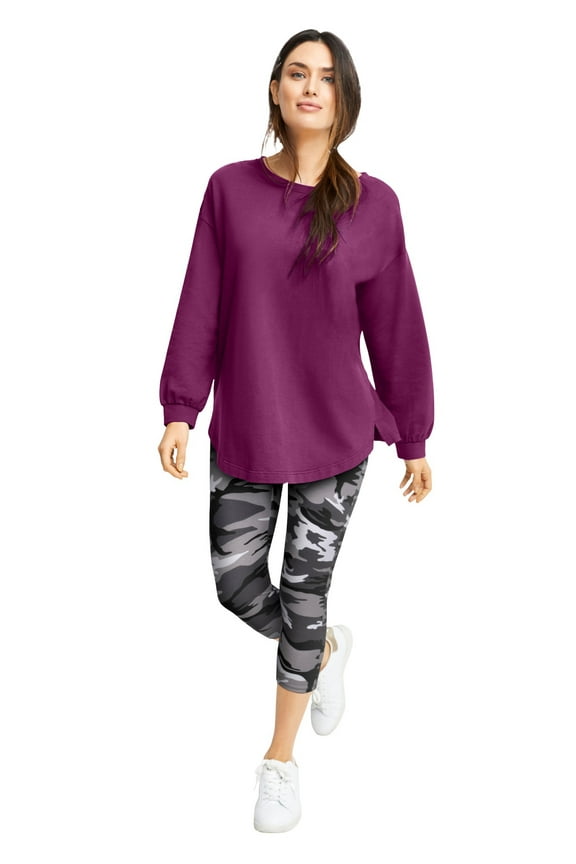 Women's Blouson Sleeve Sweatshirt Tunic Sweatshirt