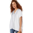 thumbnail image 1 of Ellos Women's Button-Front Linen-Blend Tunic Tunic, 1 of 4
