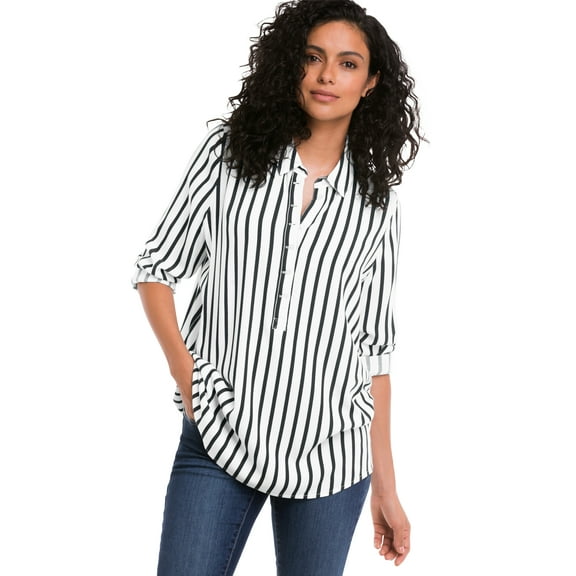 Ellos Women's Button Placket Popover Tunic Tunic