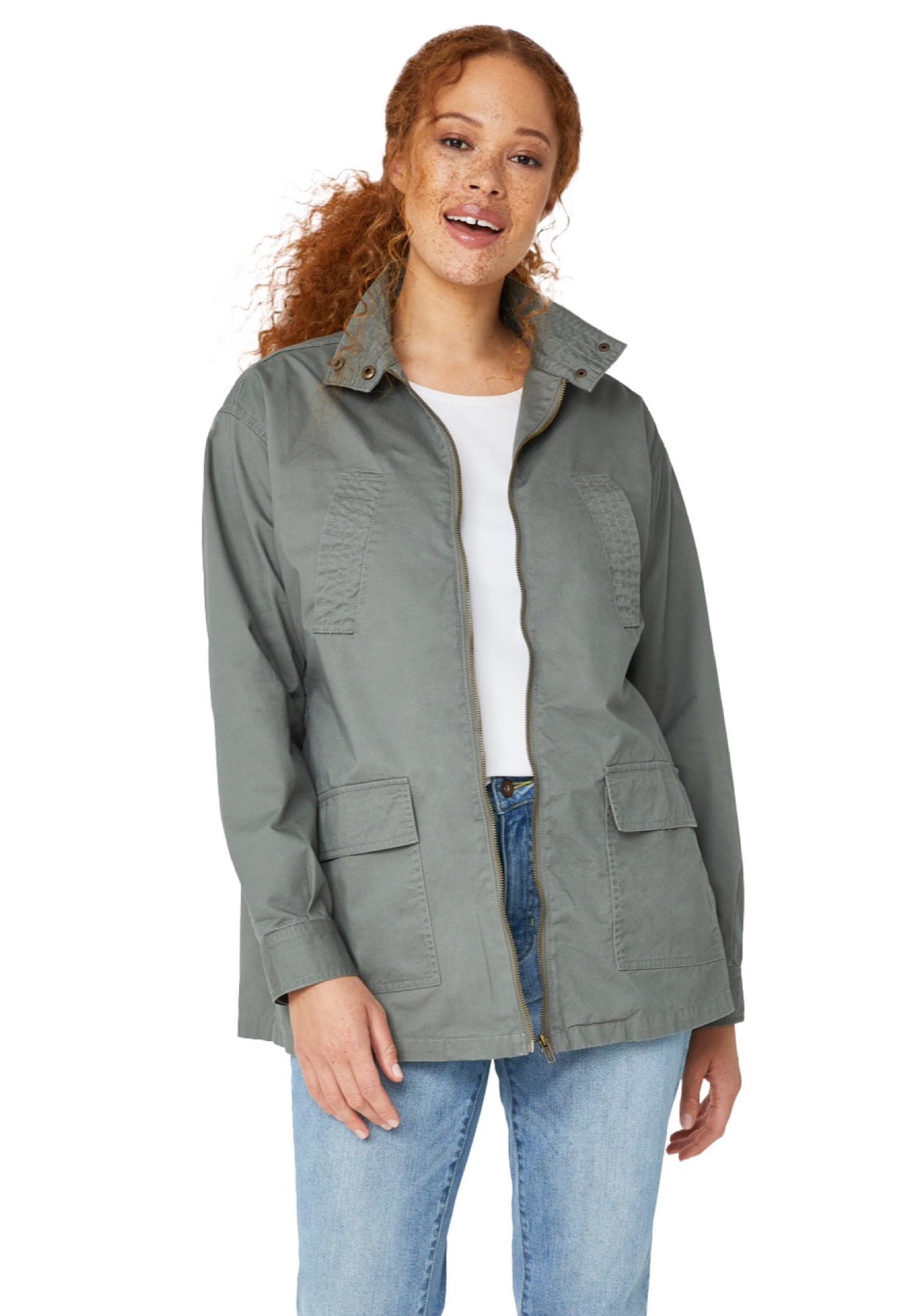 Ellos Women's Camo Utility Jacket Lightweight With 4 Pockets