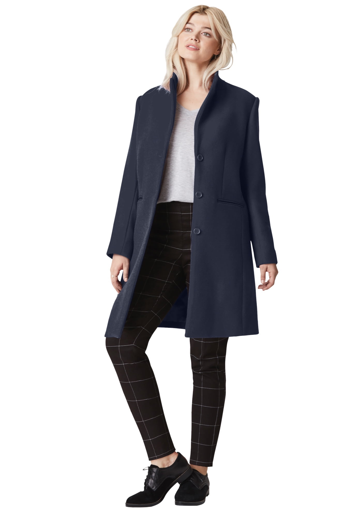 Ellos Women's Classic Wool-Blend Coat Coat - Walmart.com