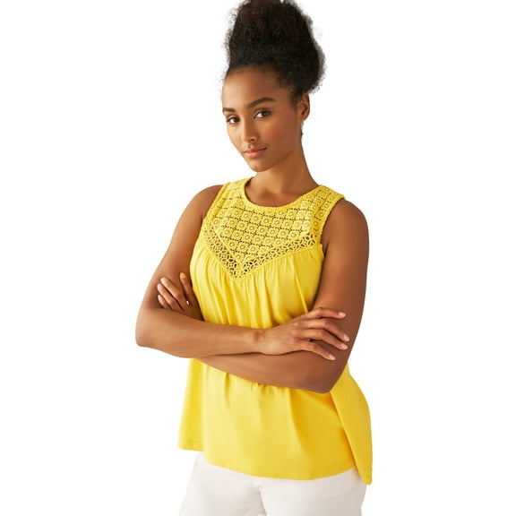Ellos Women's Crochet Lace Tank Top