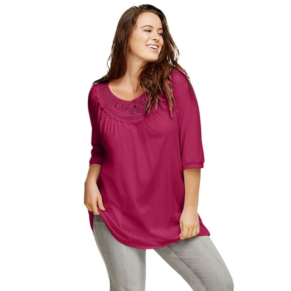 Ellos Women's Crochet Trim Tunic Tunic