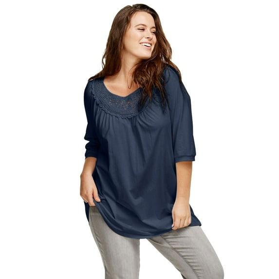 Ellos Women's Crochet Trim Tunic Tunic