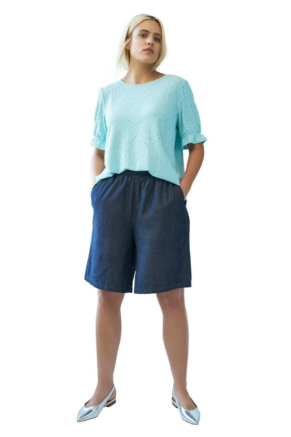 Women's Elastic Waist Pull-On Denim Shorts