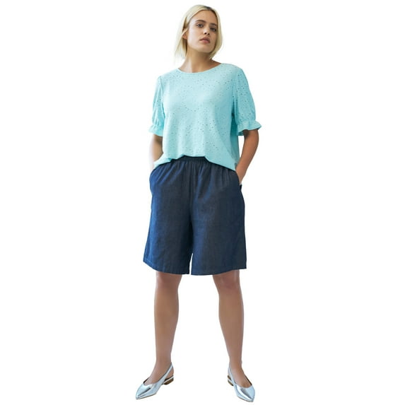 Ellos Women's Elastic Waist Pull-On Denim Shorts