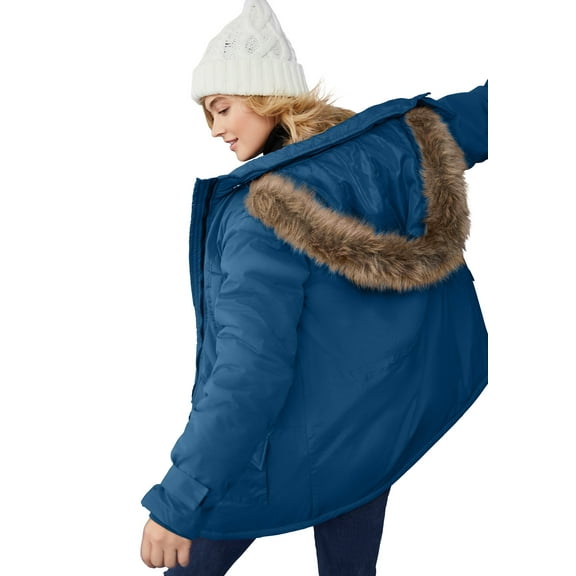 Ellos Women's Faux Fur Trim Parka Jacket