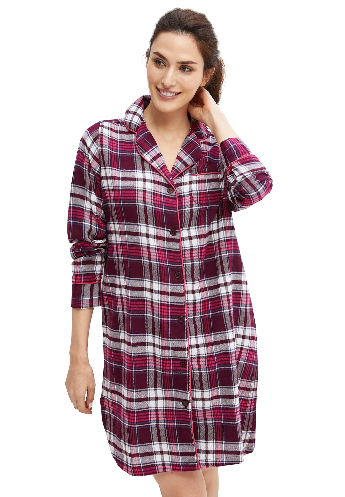 Ellos Women's Flannel Sleep Shirt Nightgown - Walmart.com