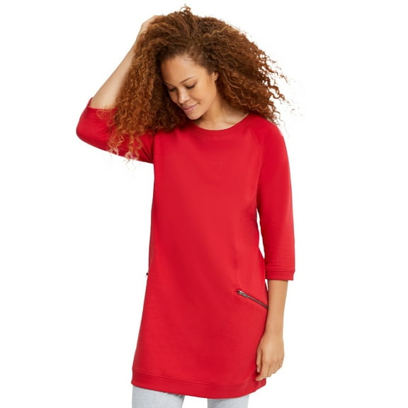Ellos Women's French Terry Zip Pocket Tunic Tunic