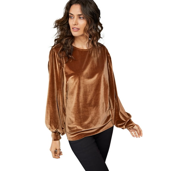 Ellos Women's Full Sleeve Velour Top