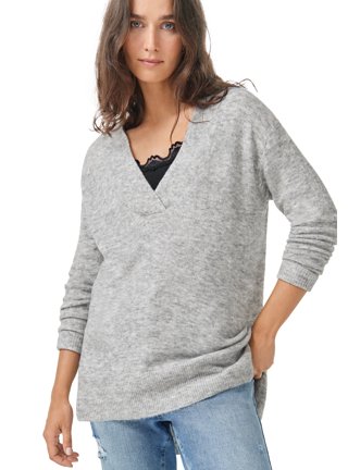 Ellos Women's V-Neck Argyle Sweater Pullover