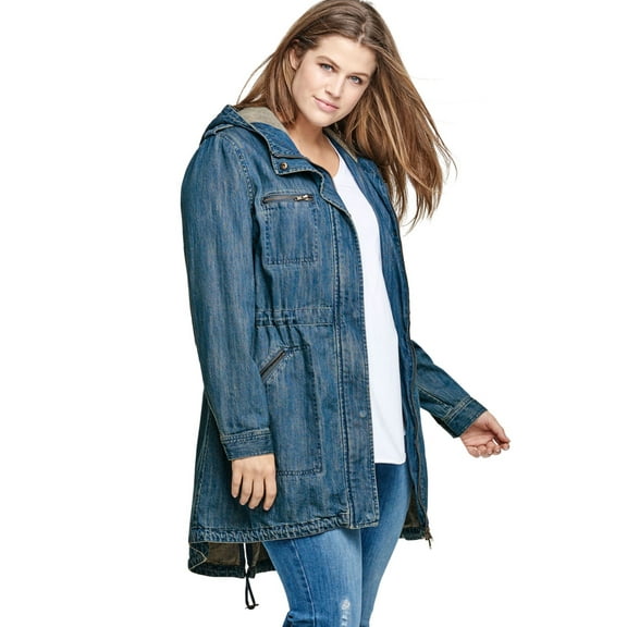 Ellos Women's Hooded Anorak Denim Jacket Jacket