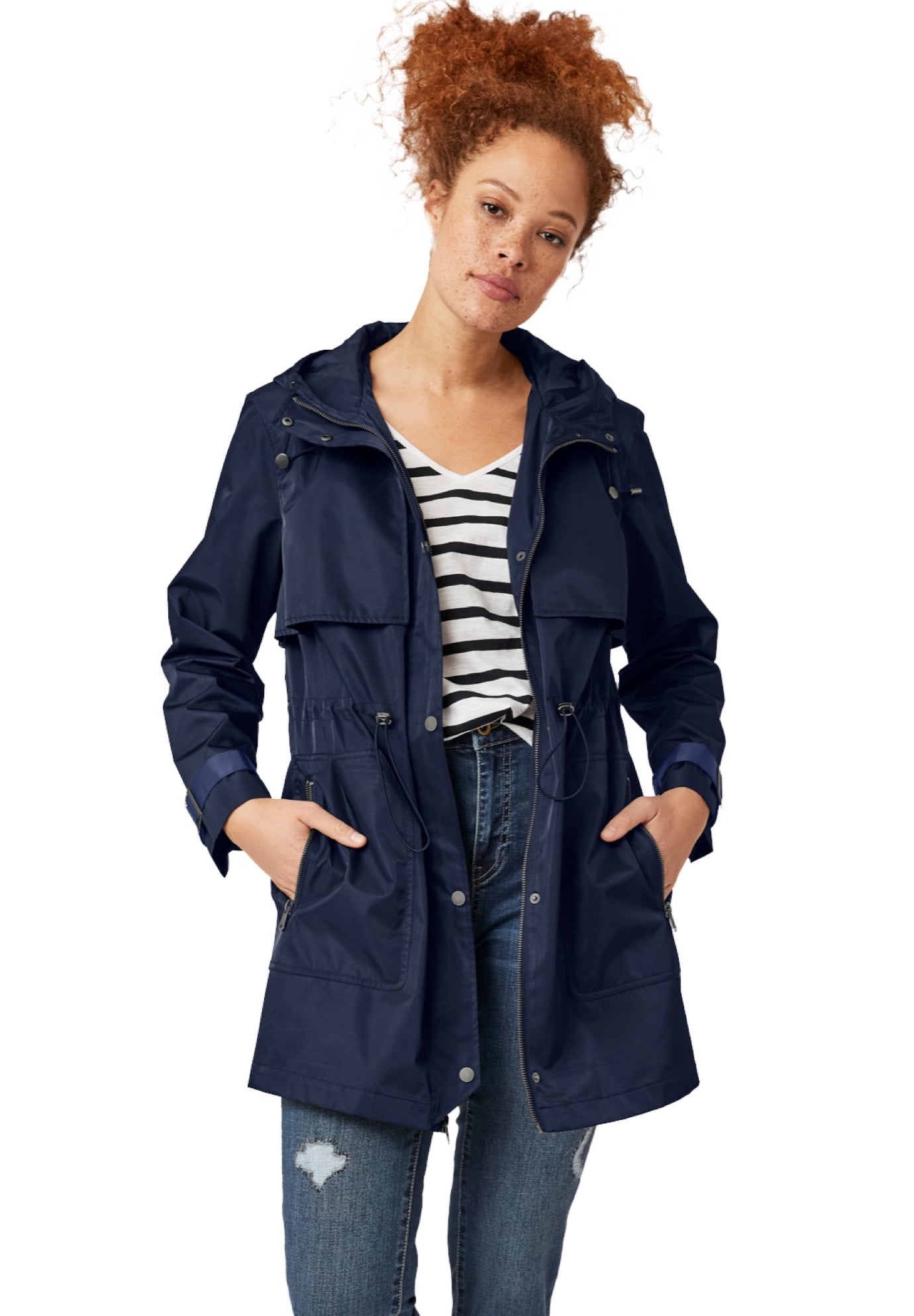 Ellos Women's Hooded Anorak Jacket Raincoat