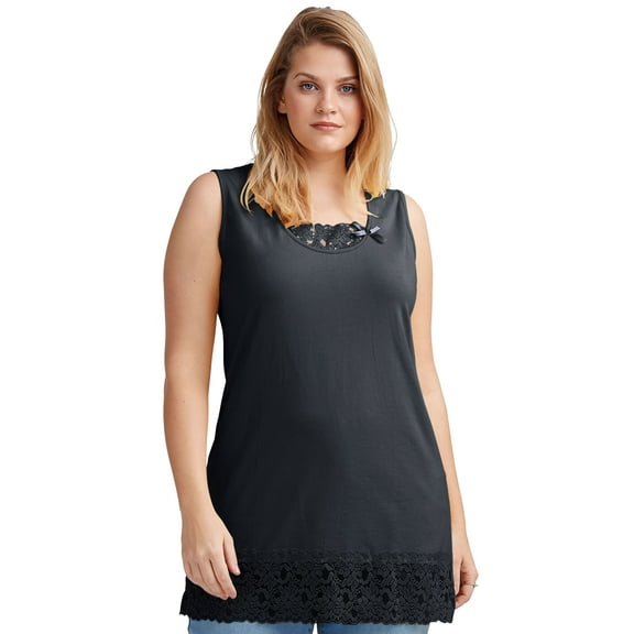 Ellos Women's Lace Hem Tunic Tank Tunic