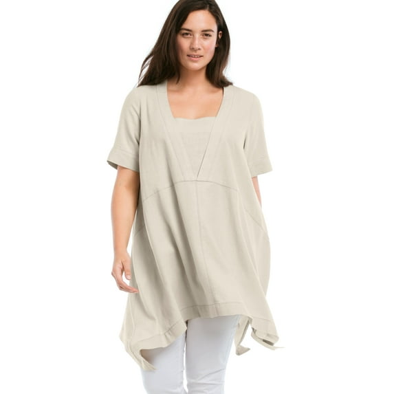 Ellos Women's Linen-Blend Hanky Hem Tunic Tunic
