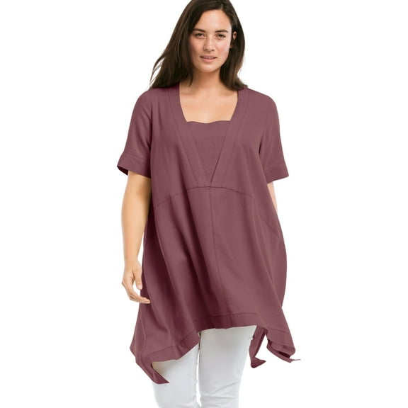 Ellos Women's Linen-Blend Hanky Hem Tunic Tunic