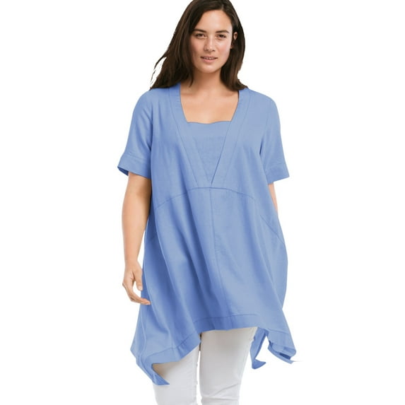 Ellos Women's Linen-Blend Hanky Hem Tunic Tunic