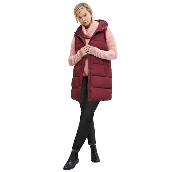 Ellos Women's Long Hooded Puffer Vest