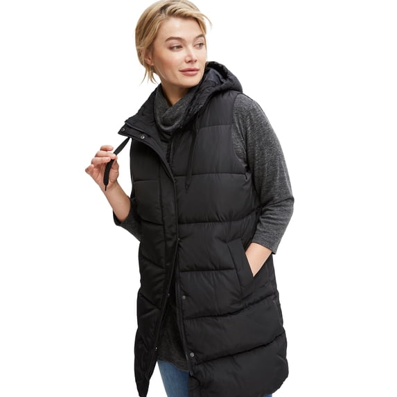 Ellos Women's Long Hooded Puffer Vest