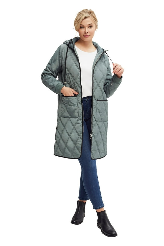 Women's Long Quilted Hooded Jacket